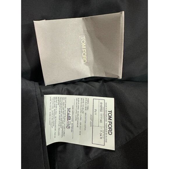 Tom Ford Silk Blend Tuxedo Suit Jacket Blazer Black Size 54 R geometric pattern - Picture 4 of 9